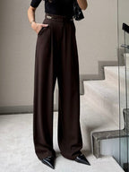 Gold Buckle Wide-Leg Pants