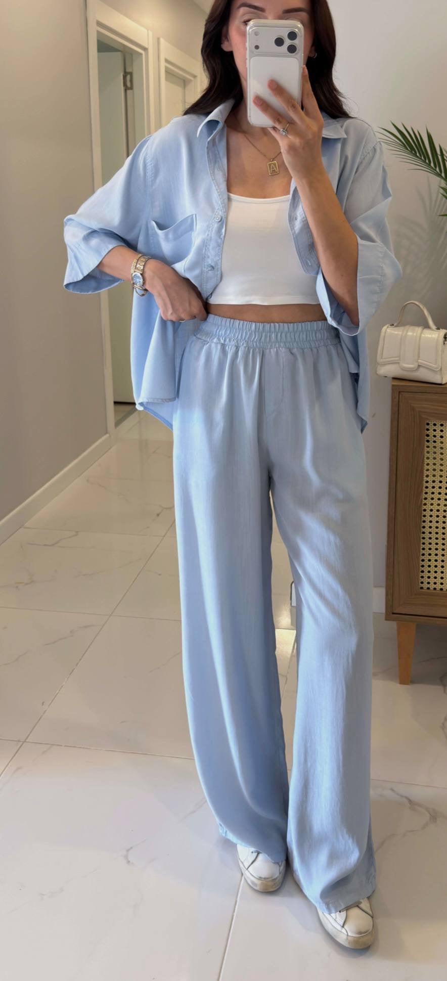 Sky Blue Relaxed Two-Piece Set