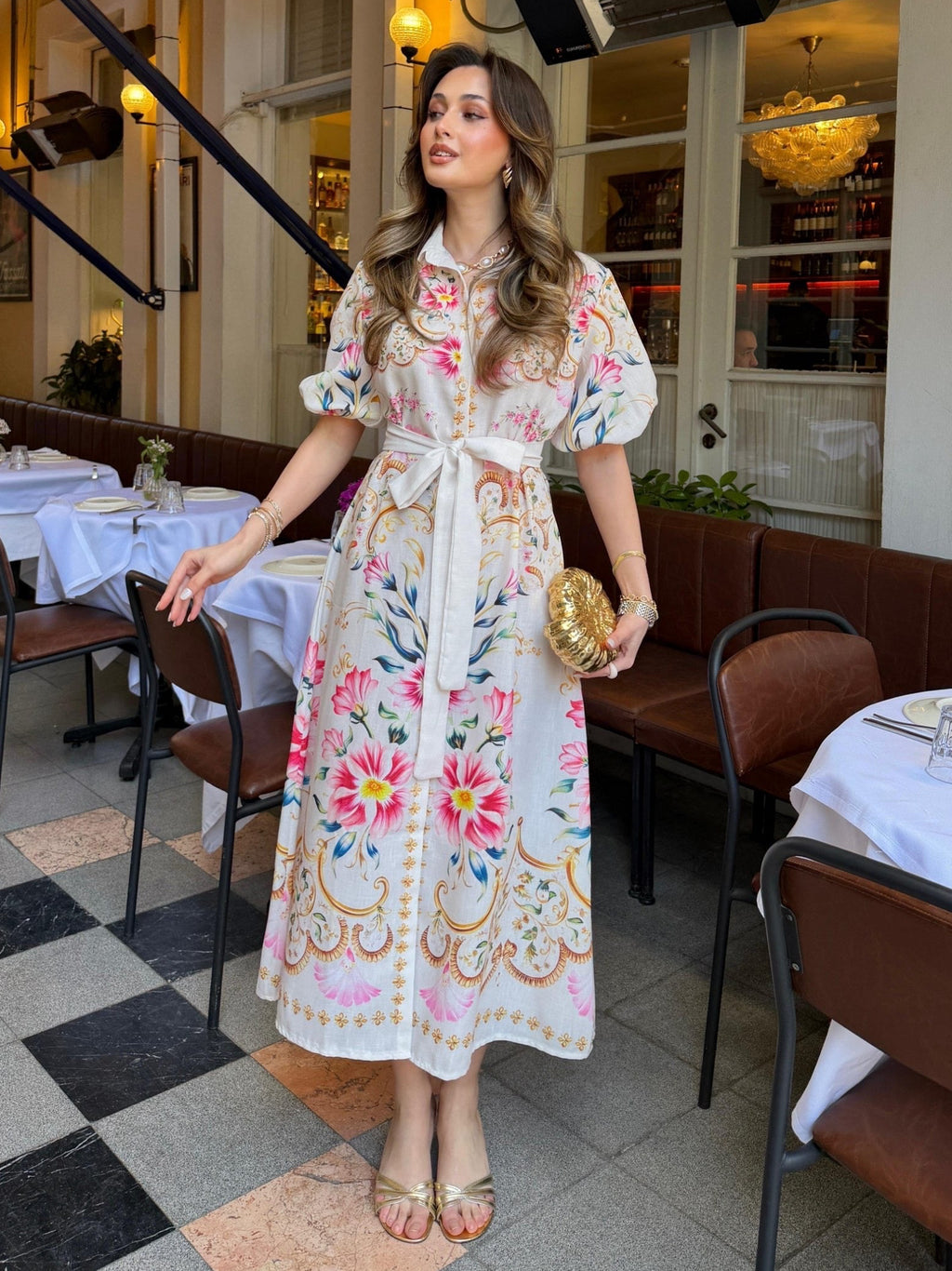 Floral Elegance Belted Dress