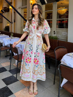 Floral Elegance Belted Dress