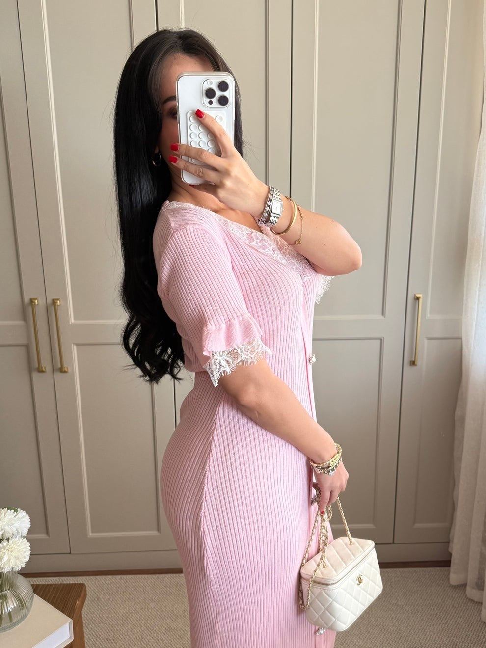 Blush Lace Knit Maxi Dress