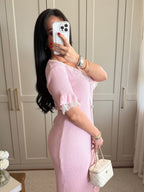 Blush Lace Knit Maxi Dress
