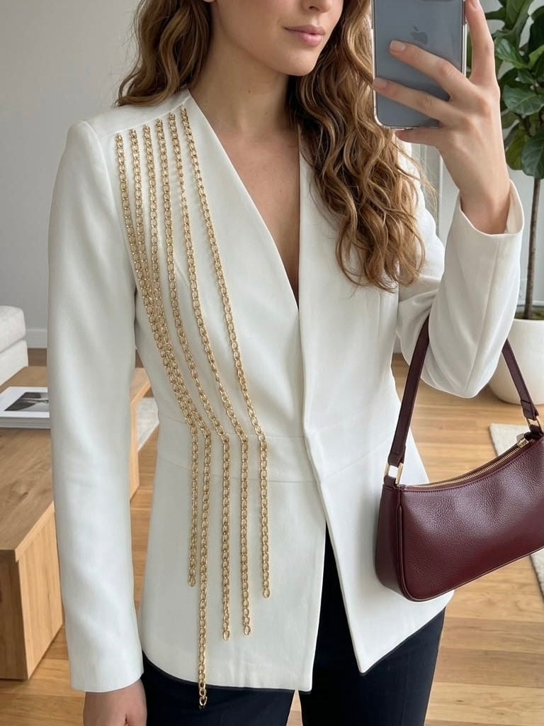Gold Chain Accent Blazer