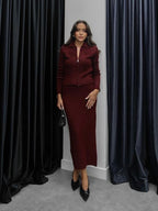 Burgundy Knitted Wool Set