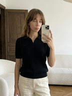 Lacoste Chic Ribbed Polo Top