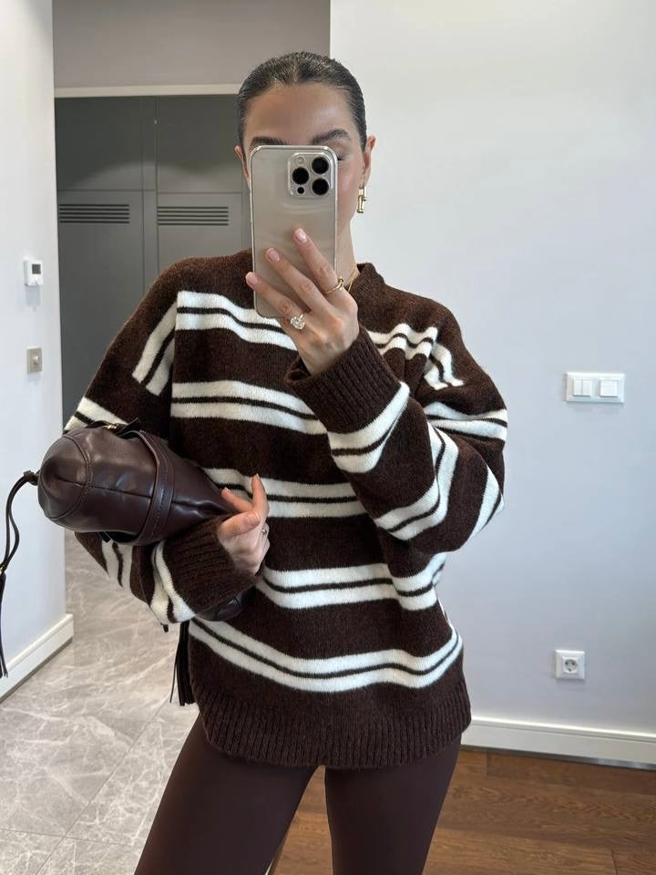 Brown Striped Sweater