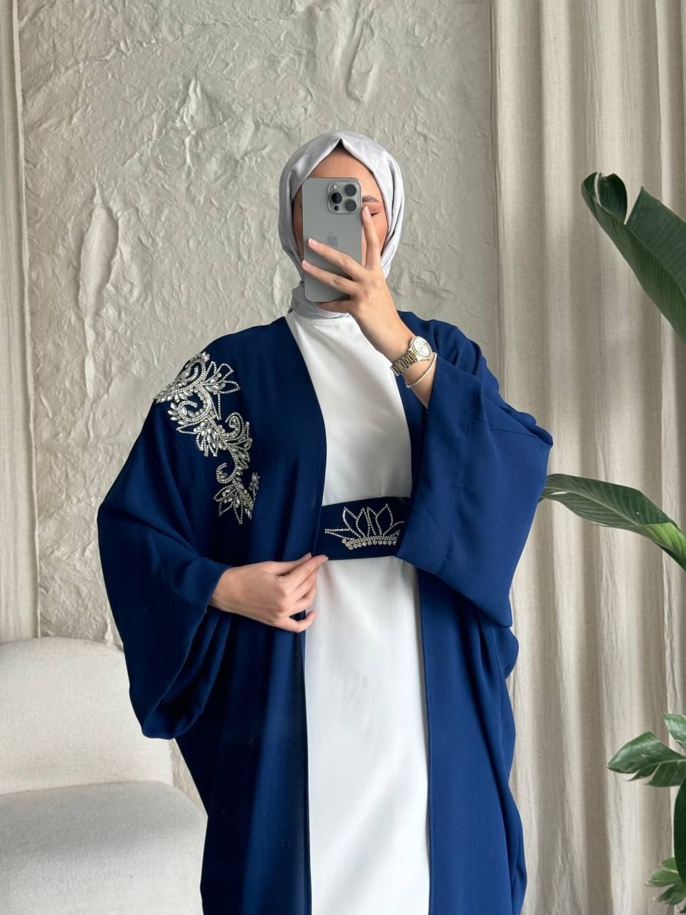 Royal Navy Flow Abaya Set