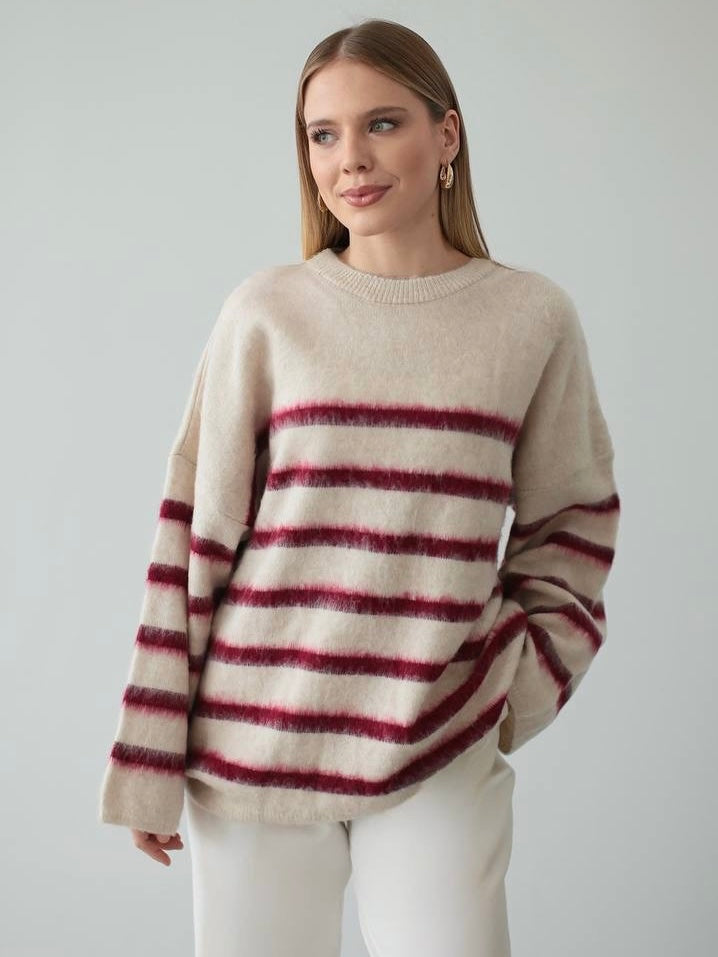 Beige Striped Sweater