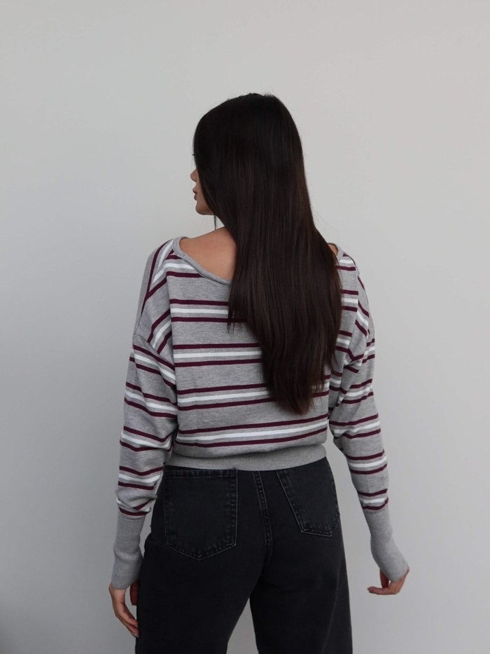 Burgundy Striped Top