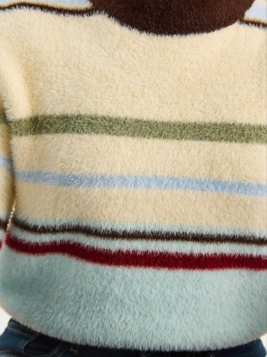 Soft Striped Fuzzy Sweater