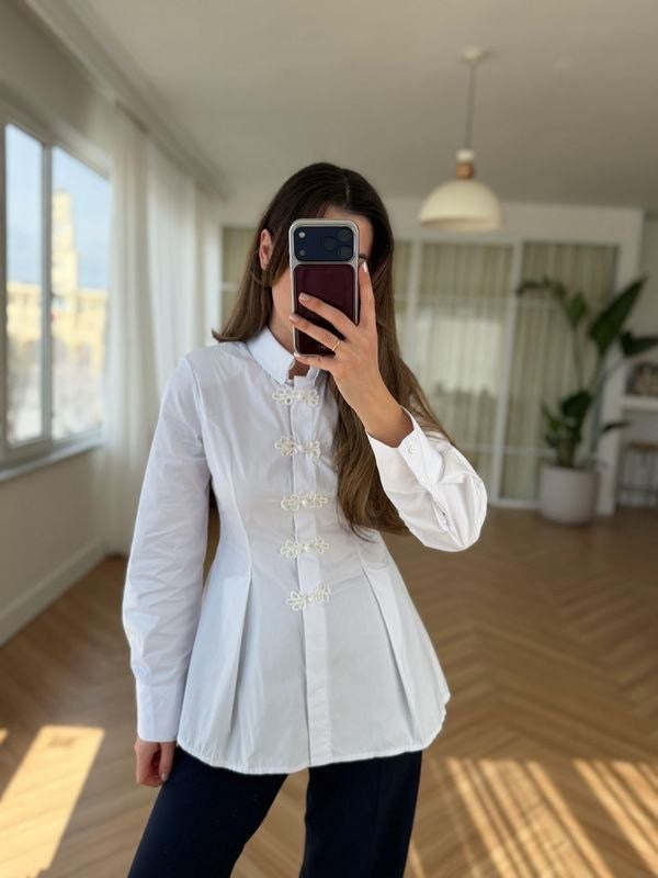 White Elegance Pleat Shirt