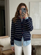 Navy Striped Polo Cardigan