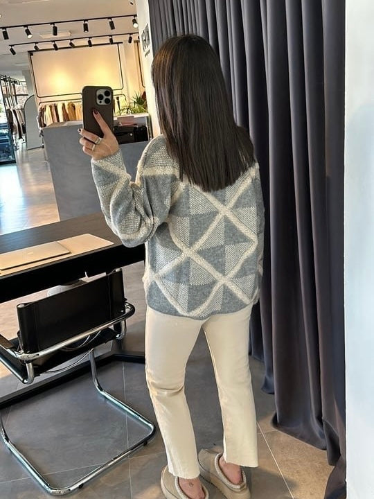 Checkered Knit Sweater