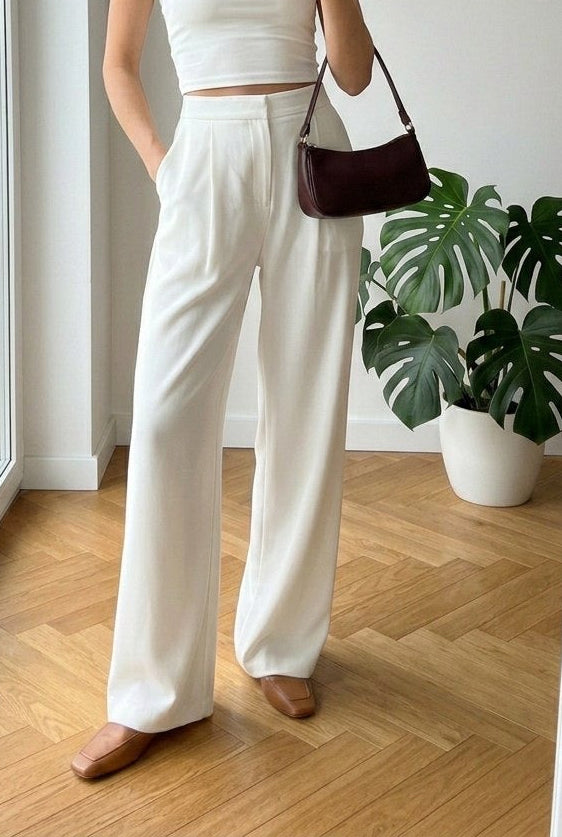 Wide Leg White Pants