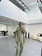 Olive Wool Set With Scarf