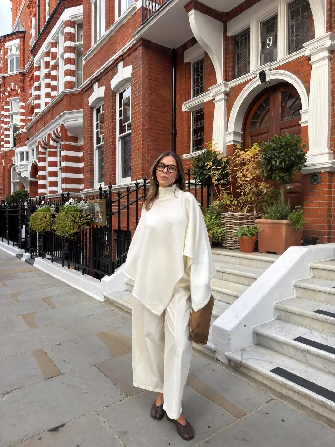 Ivory Knit Turtleneck Poncho