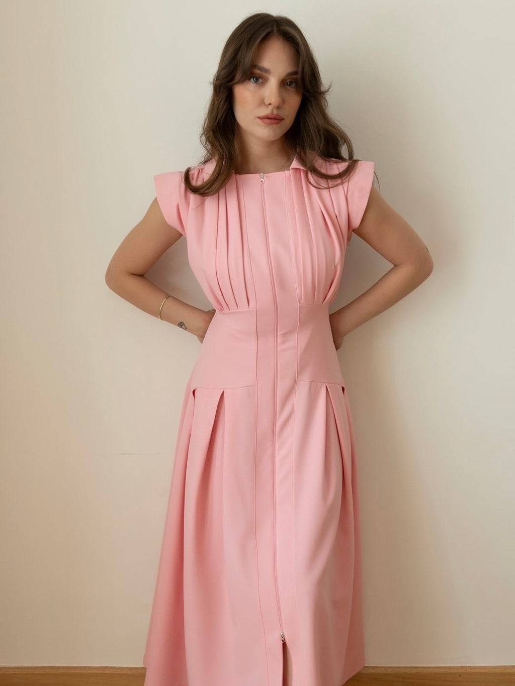 Blush Zip Midi Dress