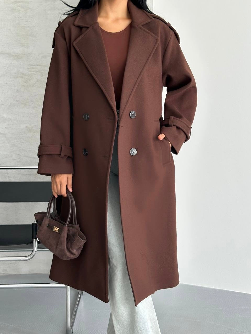 Brown Belted Winter Coat