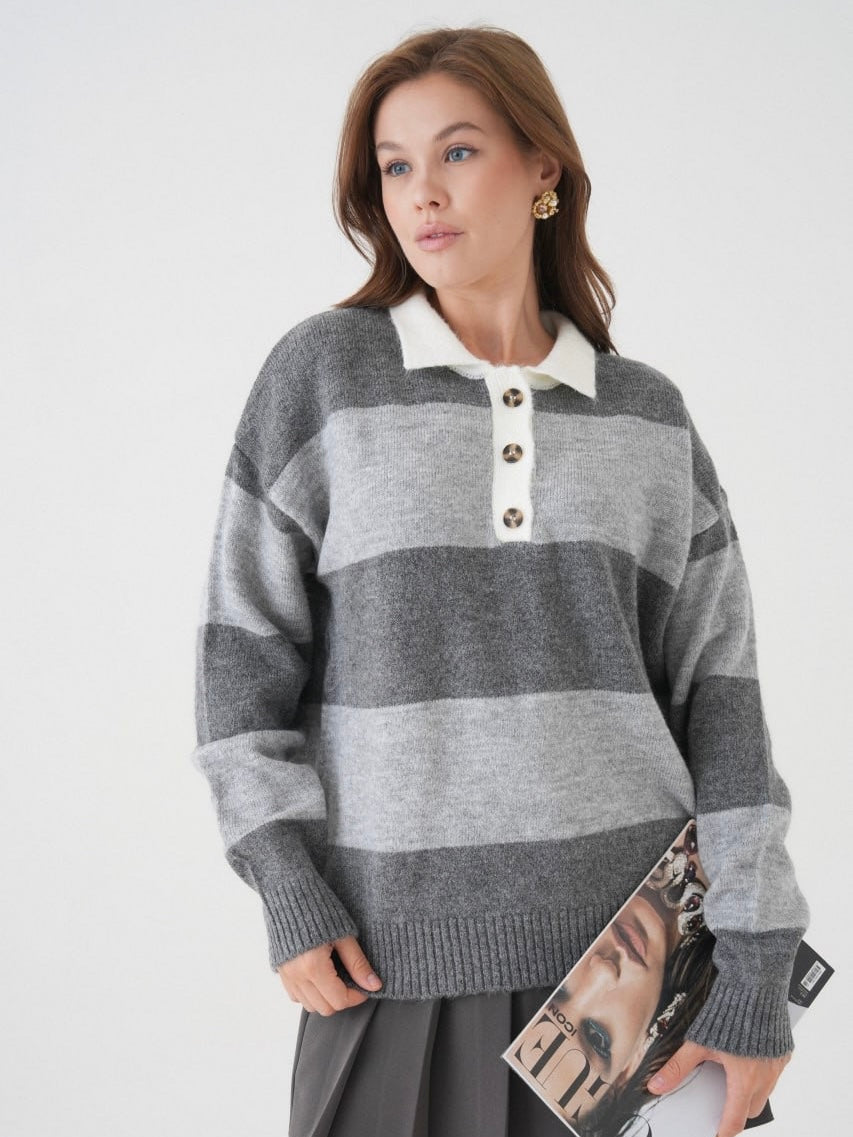 Grey & White Knit Sweater