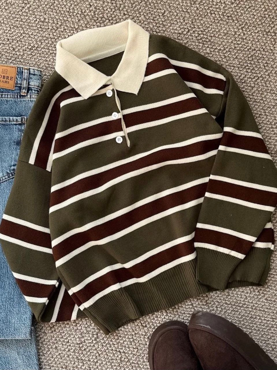 Striped Olive Sweater