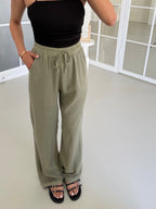 Olive Relaxed Wide-Leg Pants