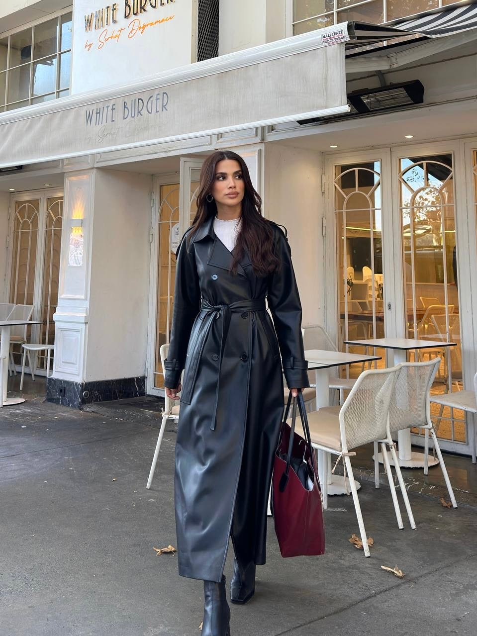 Long Black Leather Coat