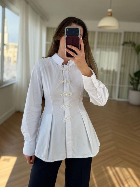 White Elegance Pleat Shirt