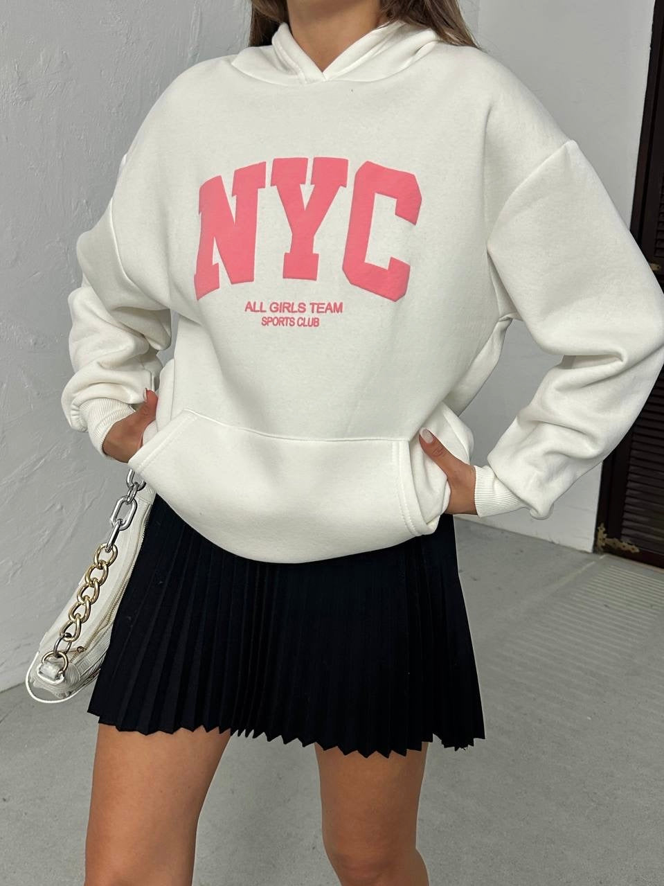 White New York Hoodie