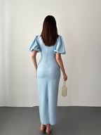 Blue Royal Puff Dress