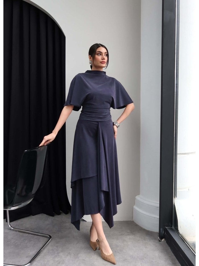Luna Asymmetrical Drape Dress