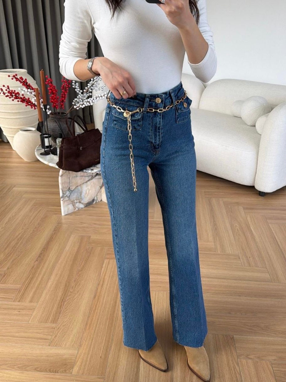 High Waist Straight Leg Jeans