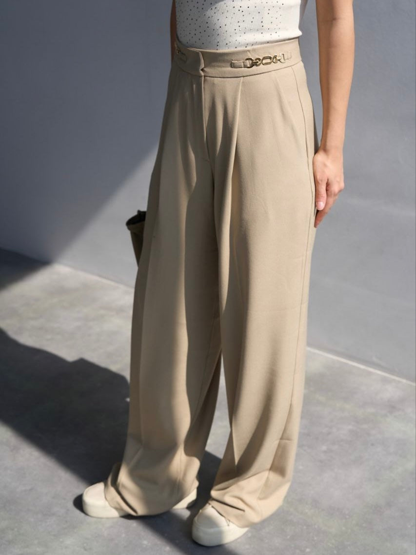 Beige Wide Pants