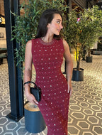 Burgundy Luna Knit Maxi Dress