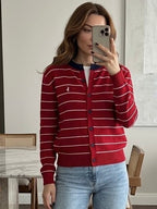 Red Striped Polo Cardigan