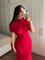 Crimson Royal Draped Dress