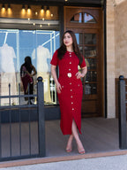 Ruby Elegance Midi Dress