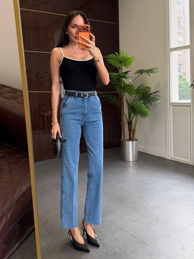 High Waist Straight Jeans