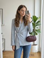 Blue Tie-Waist Blazer