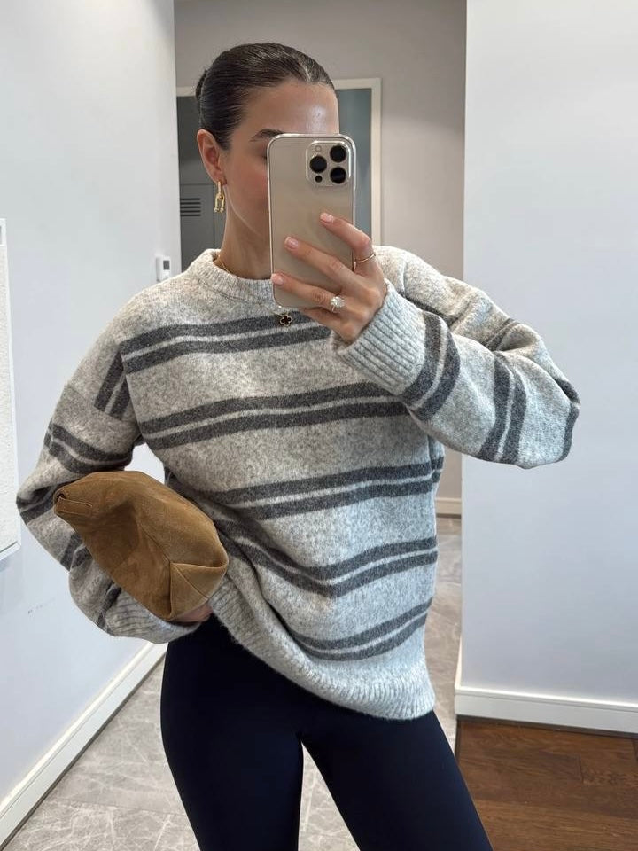 Grey Striped Sweater