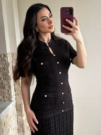 Sandro Tweed Maxi Dress