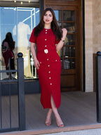 Ruby Elegance Midi Dress
