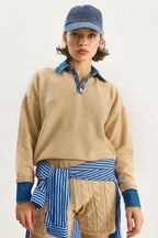 Beige Sweater with Denim