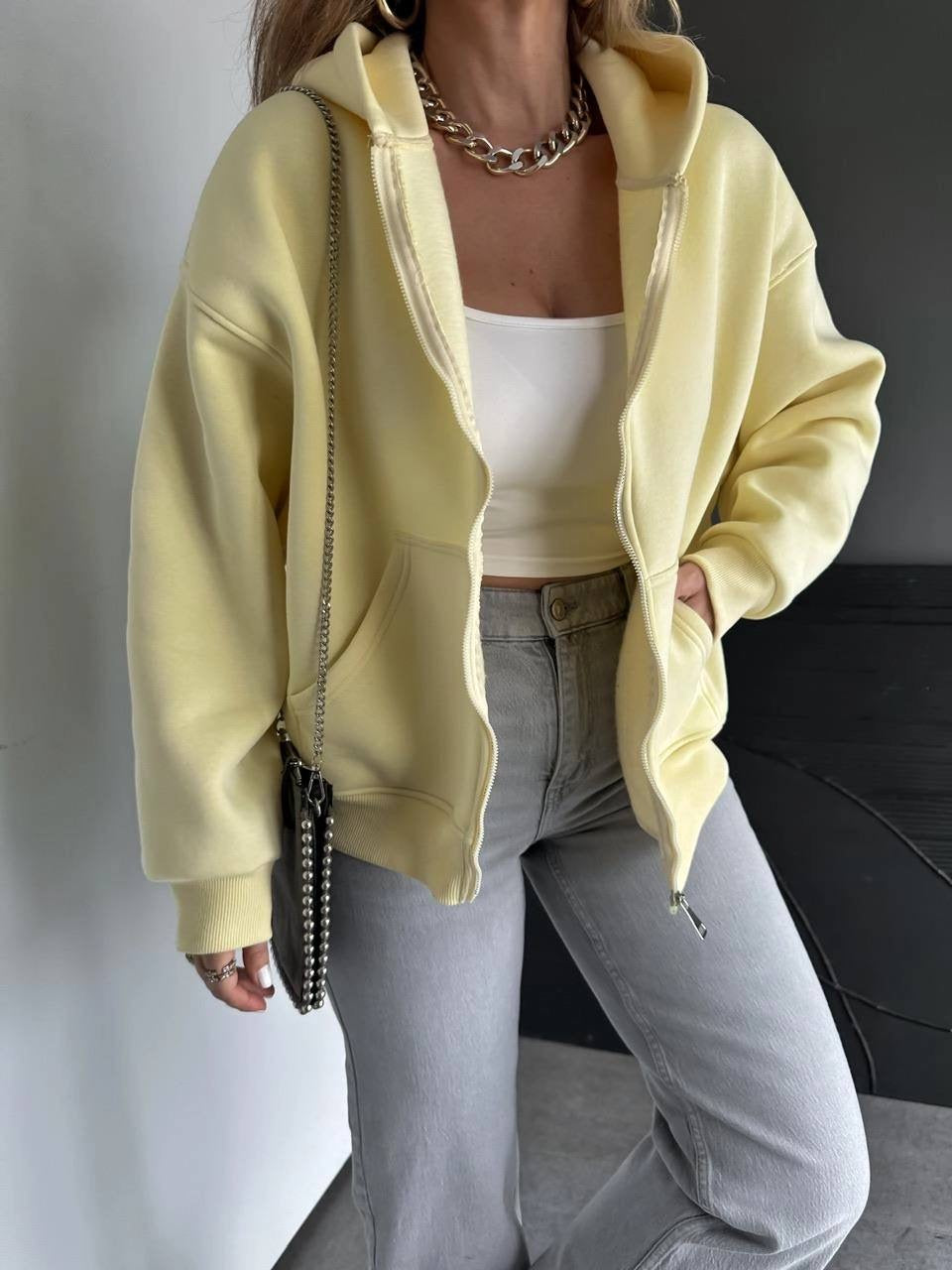 Yellow Zip Up Hoodie
