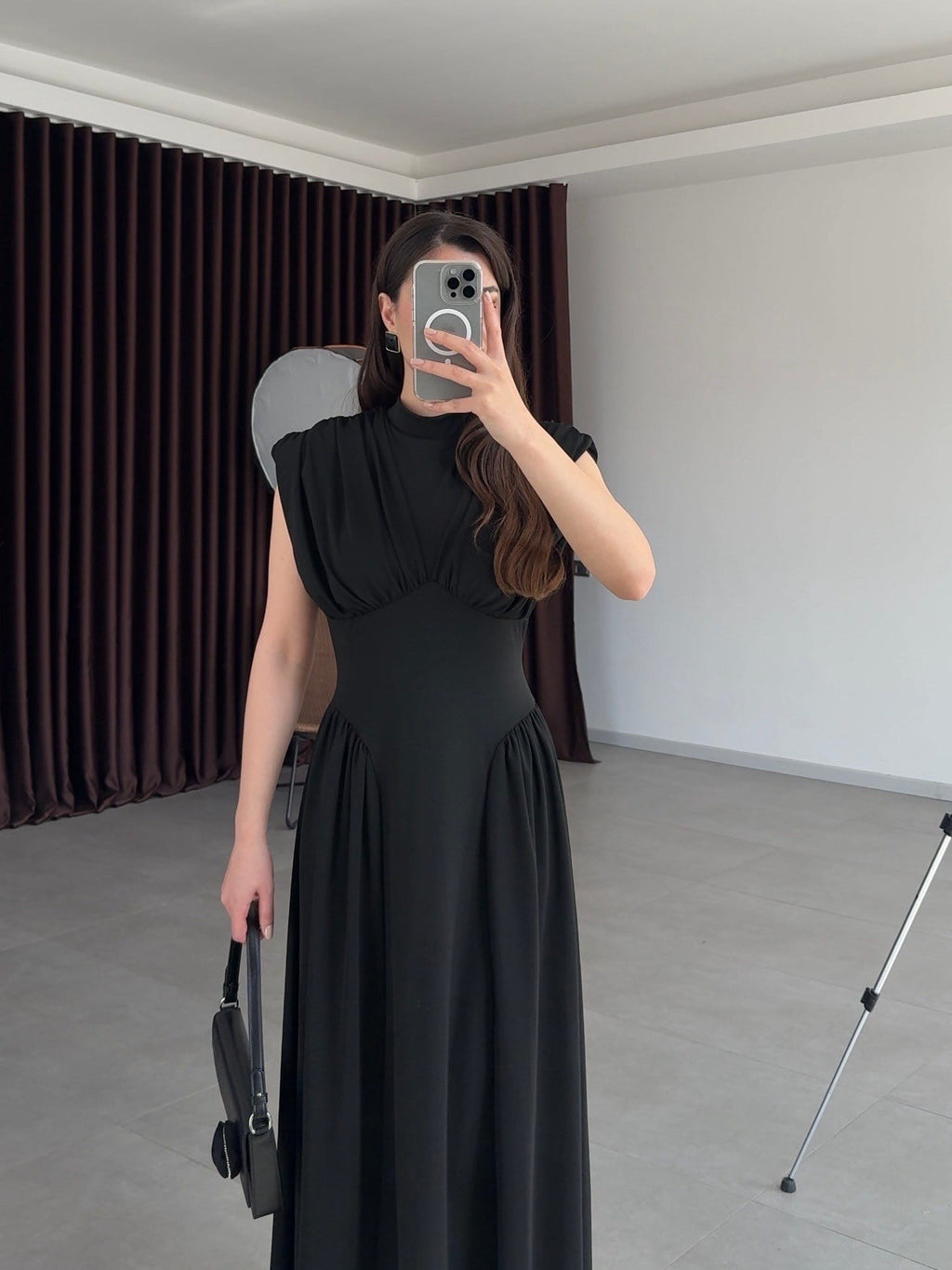 Black Sculpted Waist Dress