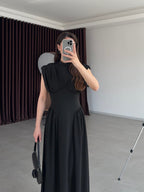 Black Sculpted Waist Dress