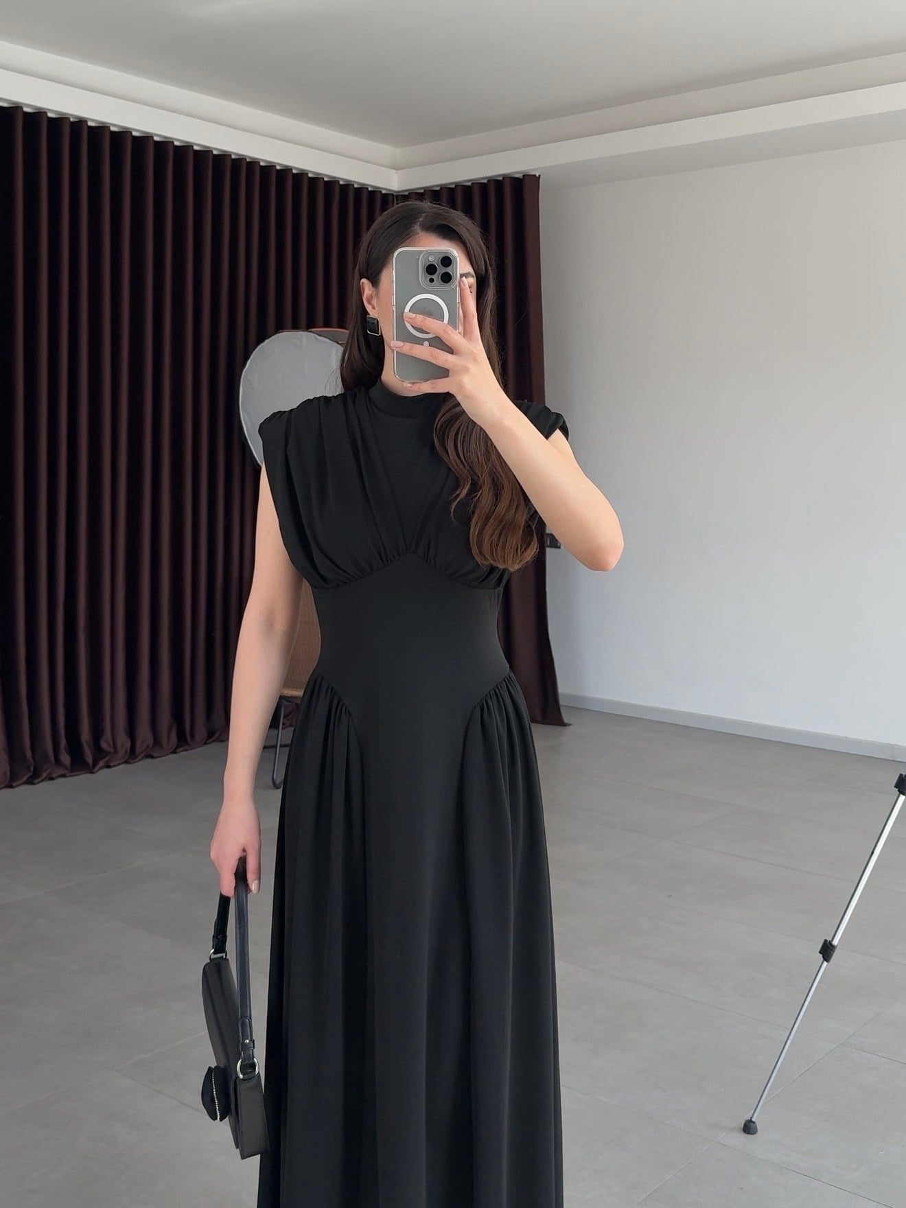 Black Sculpted Waist Dress