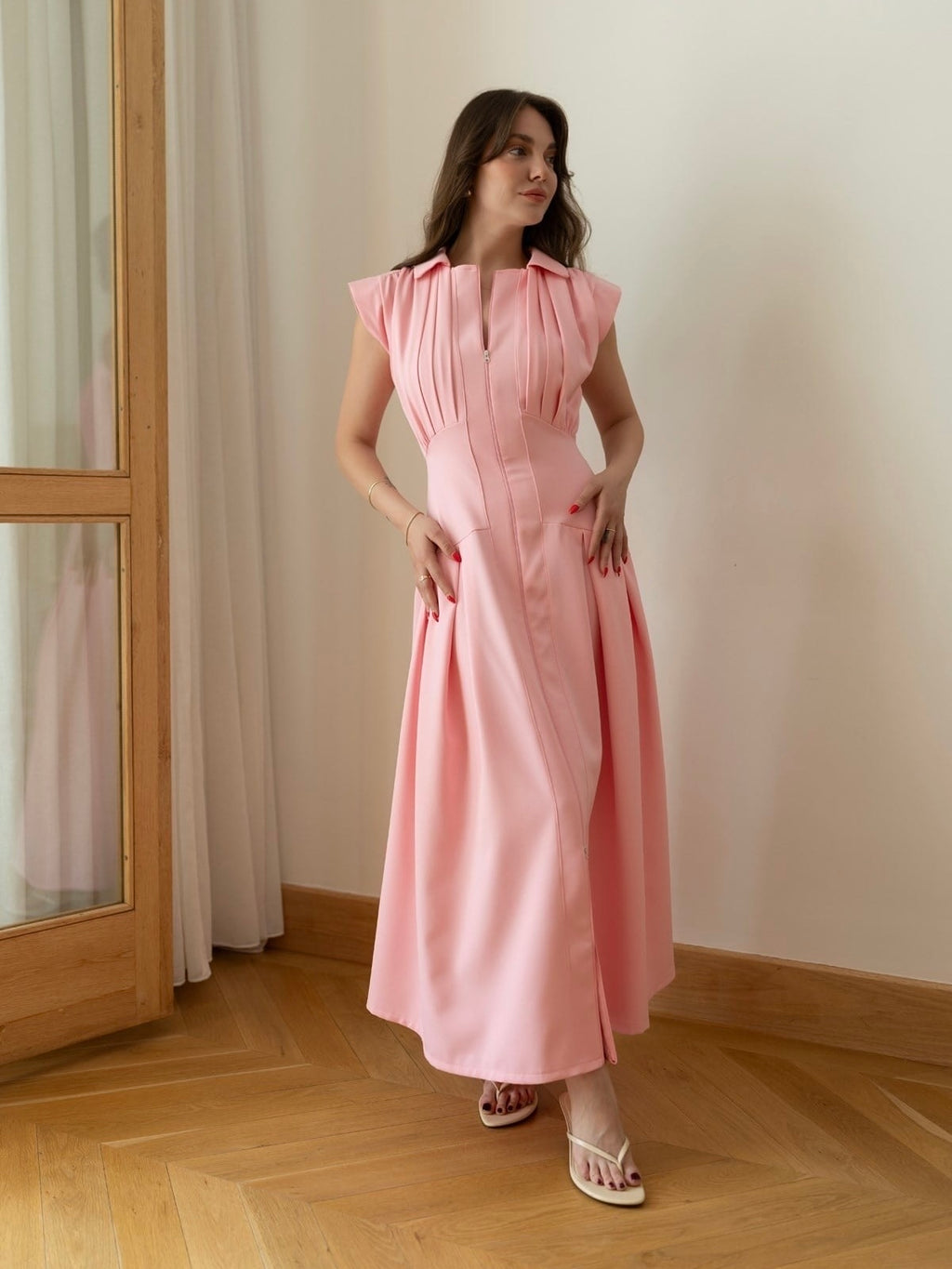Blush Zip Midi Dress