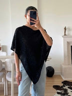 Black Lace Poncho Top